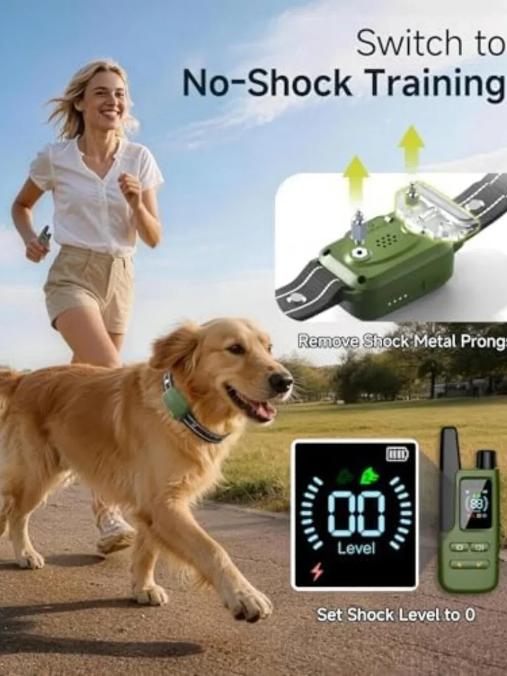 4500FT Remote Dog Training Collar - Adjustable Shock & Vibration for 10-120lb